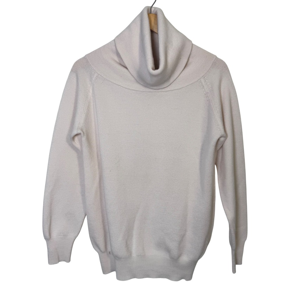 Scapa Italy Womens Sweater Medium Cream 100% Fleece Wool Cowl Neck Knit